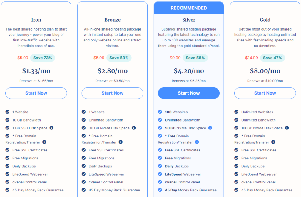 Verpex Shared Hosting Plans