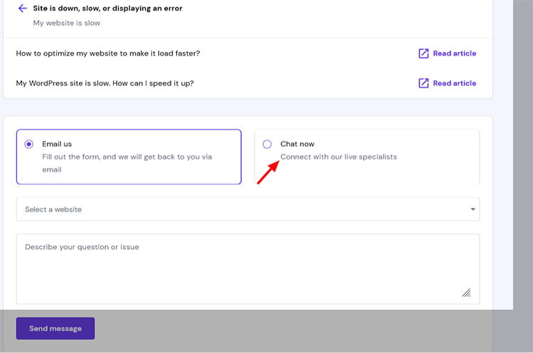 chat enabled help hPanel